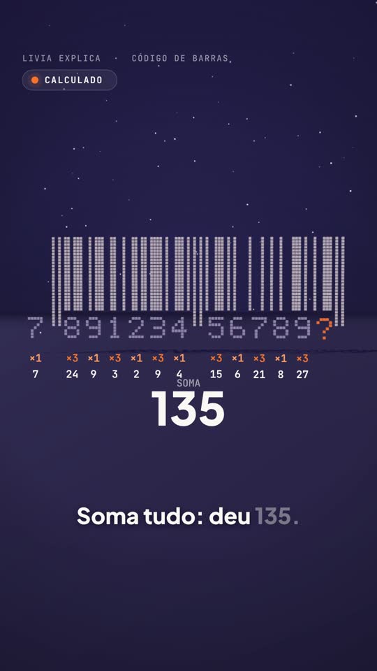 Código de barras com os pesos e a soma 135
